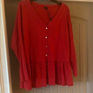 Coco + Carmen NWT Vibrant Red Button-Down Shirt